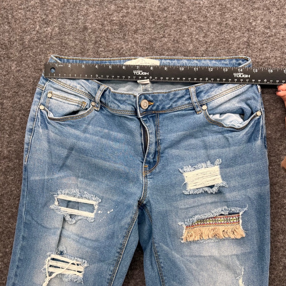 EST. 1946 Denim Womens Low Rise Straight Leg Distressed Boho Fringe Jeans Size 8 - Picture 12 of 15